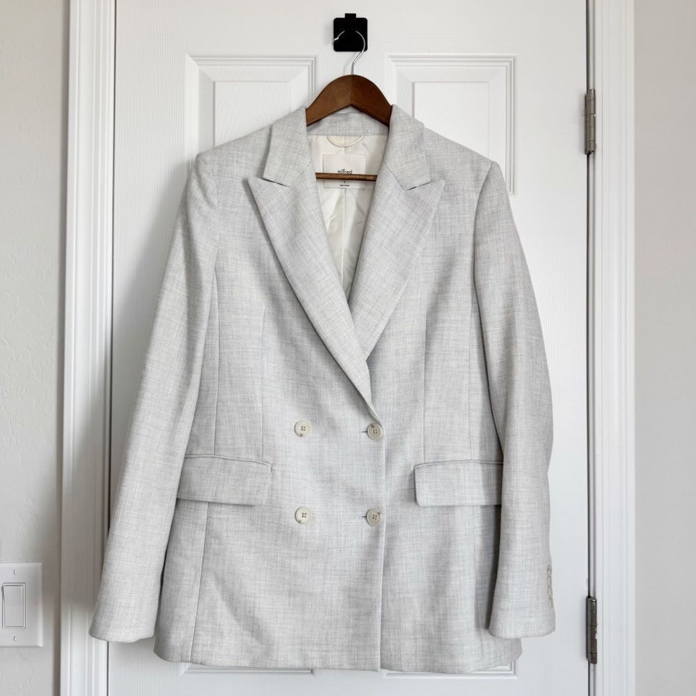 Wilfred Light Gray Double-Breasted Blazer - Picture 2 of 15